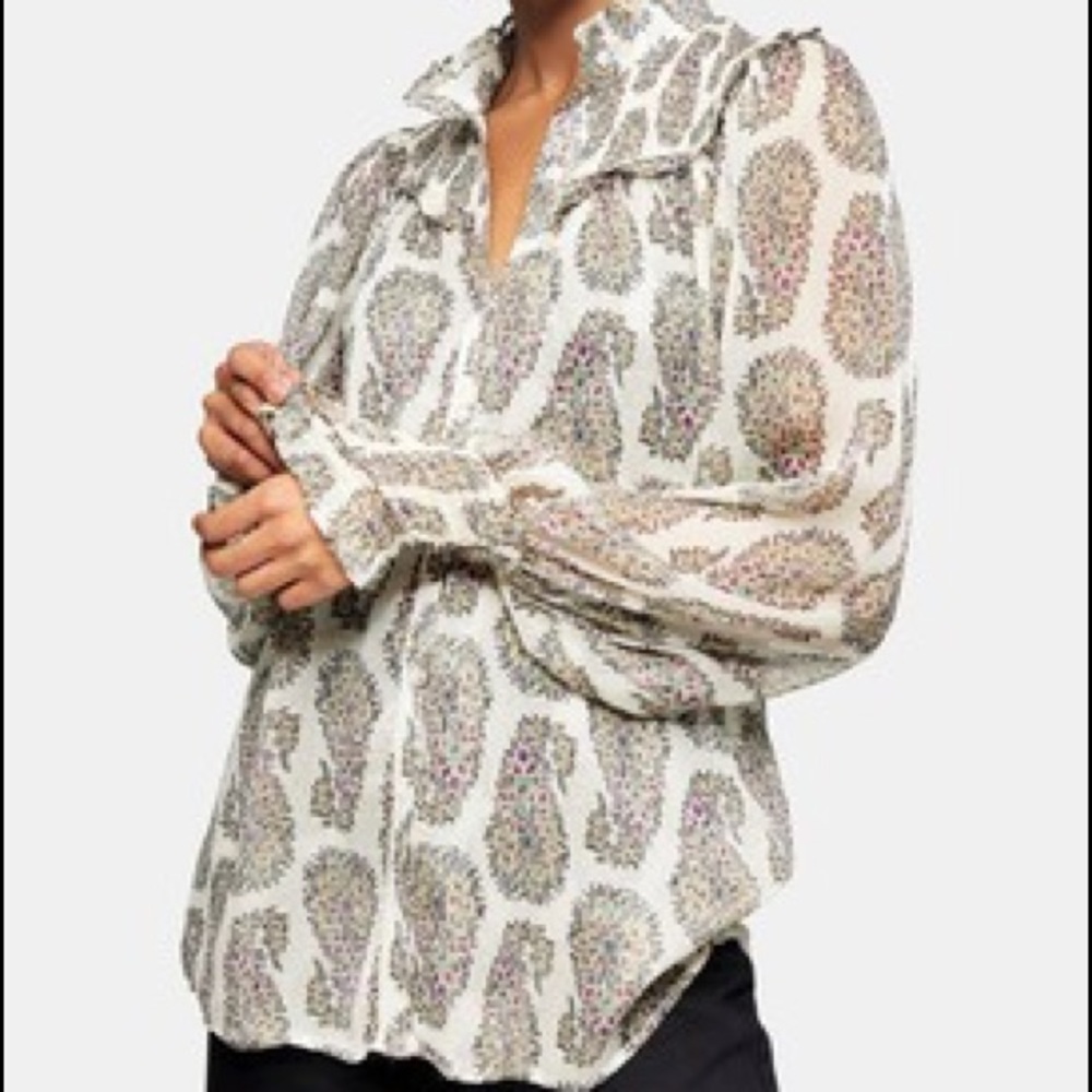 Topshop Paisley Print Shirred Blouse
